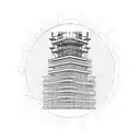 tower crane with a construction site in the background tattoo design idea