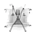 tower crane with a construction site in the background tattoo design idea