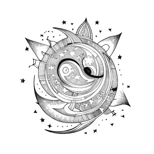 lily with moon and stars forearm tattoo design idea