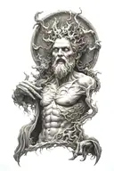god descending into hell tattoo design idea