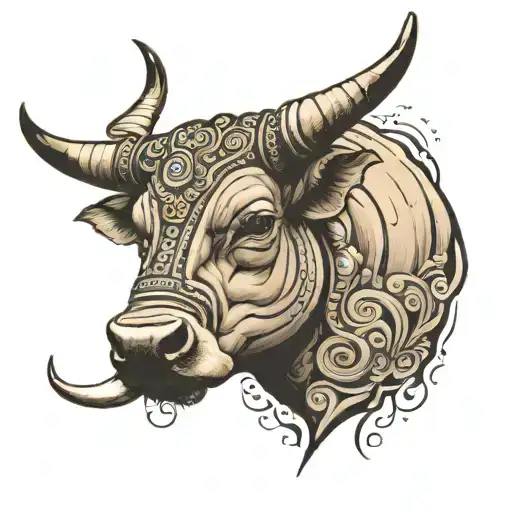 nandi bull inner bicep realistic tattoo tattoo design idea