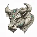 nandi bull inner bicep realistic tattoo tattoo design idea