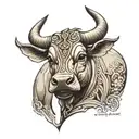 nandi bull inner bicep realistic tattoo tattoo design idea