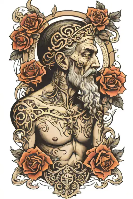 religious portraits chest tattoo design idea