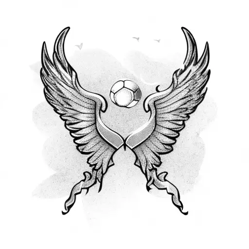 Soccer theme wings tattoo design idea