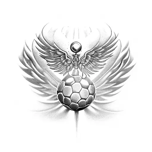 Soccer with wings tattoo design idea