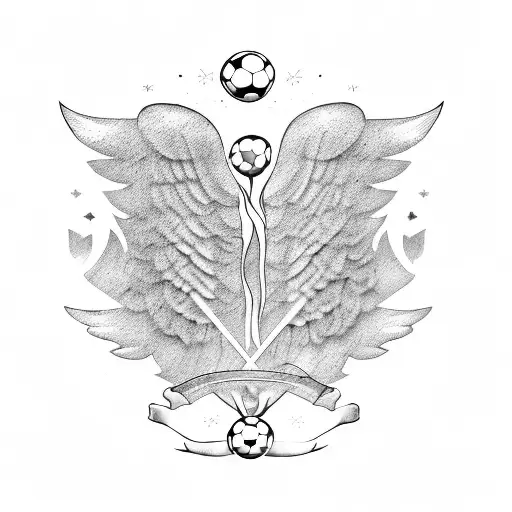 Soccer angel wings tattoo design idea