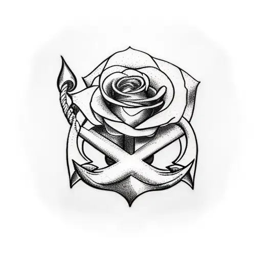 Anchor with rose and rope tattoo design idea