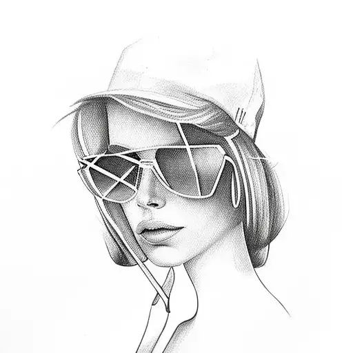 Lana Del Ray Pink Sunglasses with "I think I'll miss you forever, like the stars miss the sun in the morning sky" tattoo design idea