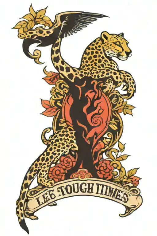 lets go and tough times never last tough people do with cheetah print  tattoo design idea