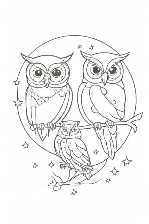 owl and pisces constellation  tattoo design idea
