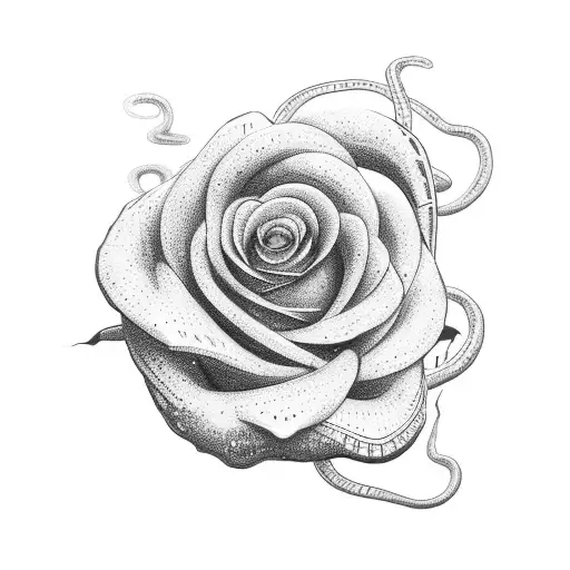 snake climbing a rose tattoo design idea
