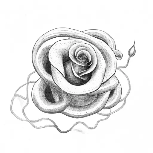 snake climbing a rose stem tattoo design idea