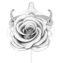 snake climbing a rose tattoo design idea