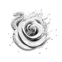 snake climbing a rose tattoo design idea