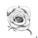 snake climbing a rose stem tattoo design idea