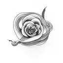 snake climbing a rose stem tattoo design idea