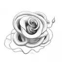 snake climbing a rose stem tattoo design idea