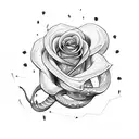 snake climbing a rose stem tattoo design idea