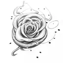 snake climbing a rose stem tattoo design idea