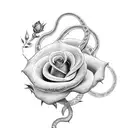 snake climbing a rose stem tattoo design idea