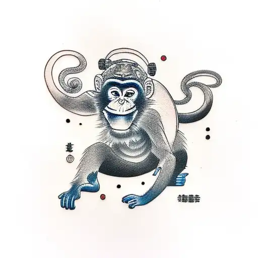 monkey in a spacesuot tattoo design idea