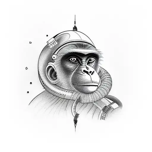 monkey in a spacesuot tattoo design idea
