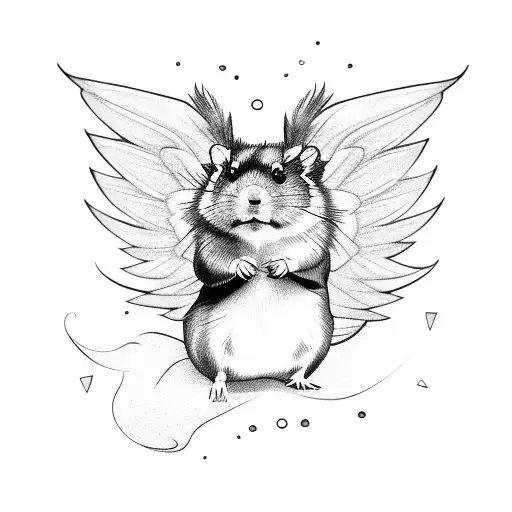 a hamster with wings tattoo design idea