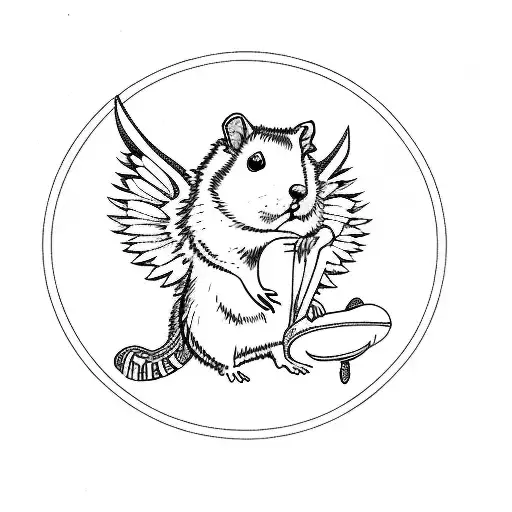 a hamster with wings tattoo design idea