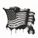 Distressed american flag with We The People written at the bottom for a left shoulder placement tattoo design idea