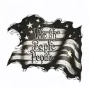 Distressed american flag with We The People written at the bottom for a left shoulder placement tattoo design idea