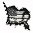Distressed american flag with We The People written at the bottom for a left shoulder placement tattoo design idea