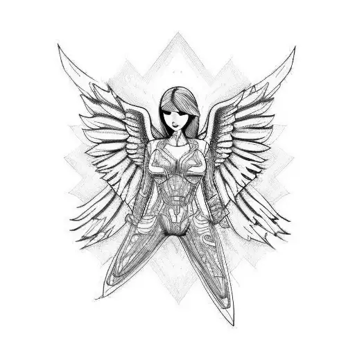 motorcycle rescue angel tattoo design idea