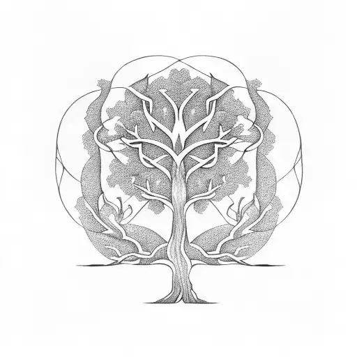 Tree of Life with half of it on fire tattoo design idea