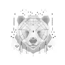 Binary code forming the shape of a bear in a dense forest tattoo design idea
