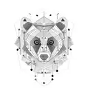 Binary code forming the shape of a bear in a dense forest tattoo design idea