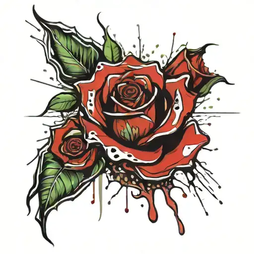 a red rose with a green stem on forearm with the rest of the sleeve being all blank in with cool designs tattoo design idea