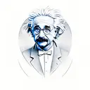 albert einstein on a teeder todder with a crazy version of himself tattoo design idea