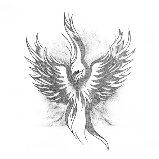 phoenix in flames background tattoo design idea