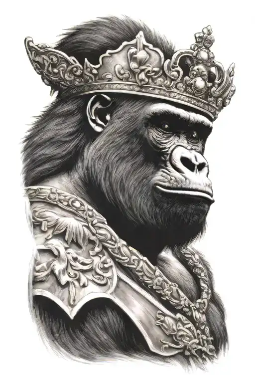 gorilla with crown   tattoo design idea