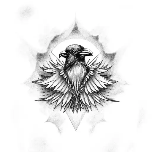 raven wings spiritual darkness tattoo design idea