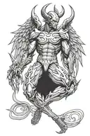 Cyborg devil wings spread wide back tattoo tattoo design idea