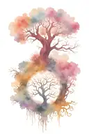 Tree of Knowledge of Good and Evil Fighting represented tattoo design idea