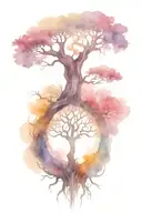 Tree of Knowledge of Good and Evil Fighting represented tattoo design idea