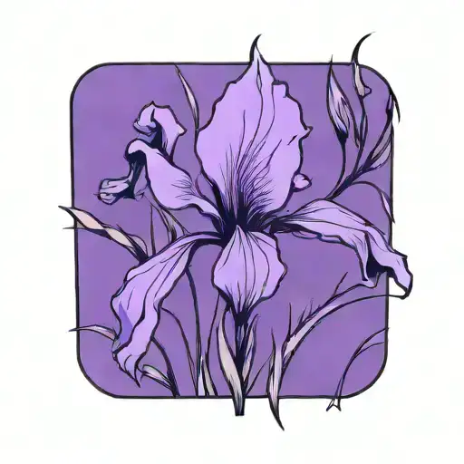 wild iris with stem tattoo design idea