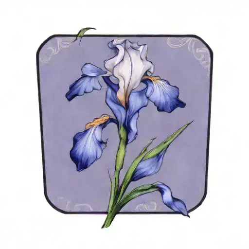 single wild iris with stem tattoo design idea