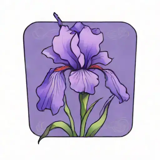 single purple iris with stem tattoo design idea