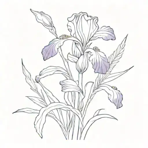  simple purple wild iris with stem tattoo design idea