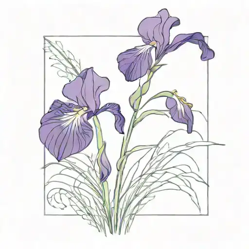  simple purple wild iris with stem tattoo design idea