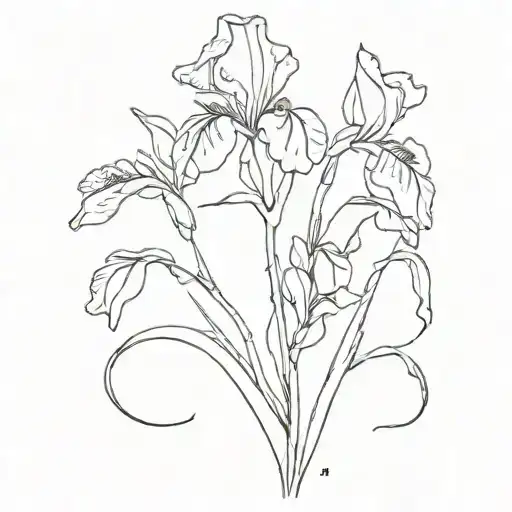  simple purple wild iris with stem tattoo design idea